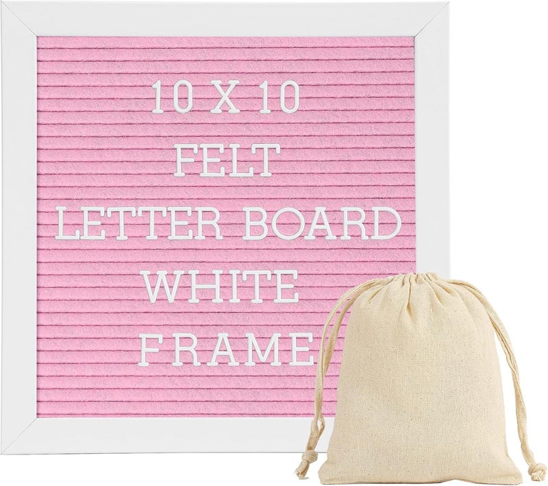 G GAMIT Letter Board Sign White Frame 10x10 - Felt Letter Board Baby Announcement Board with Typewriter Letters, White Letter Board Sign Board&Message Board with Stand and Canvas Bag. - Image 1